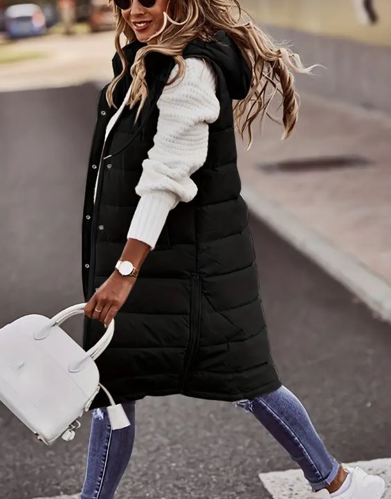 Hooded Long Vest - Cool