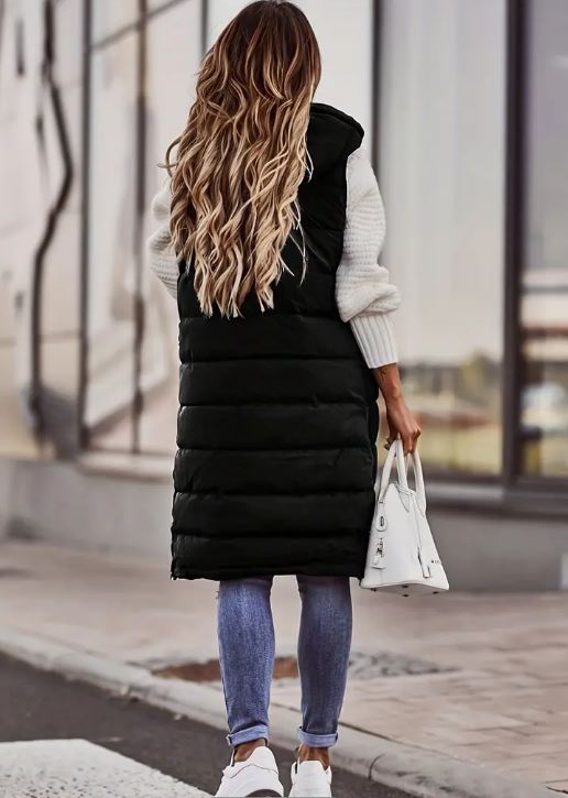Hooded Long Vest - Cool