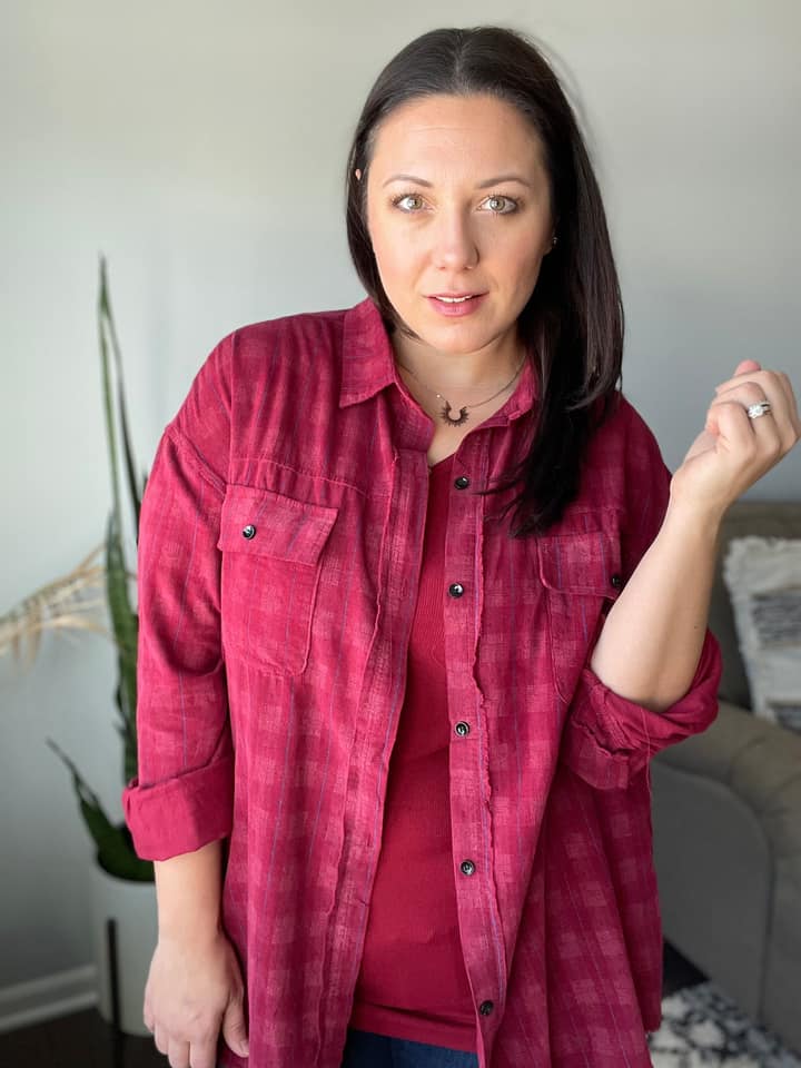 Kennedy Corduroy Plaid Button Down Top - Cool