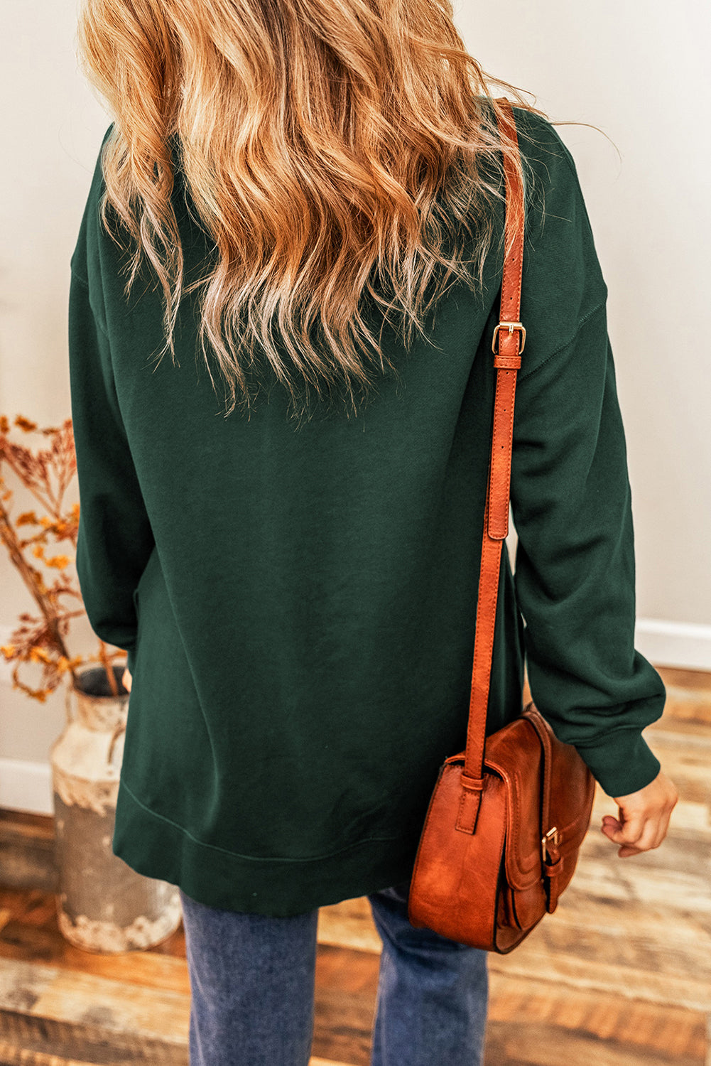Oversized Drop Shoulder Split Hem Sweatshirt - Cool