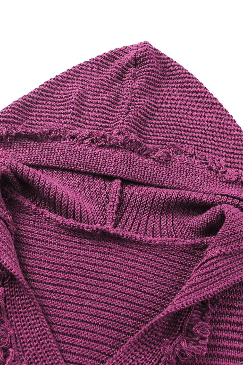 V Neck Ribbed Drop Shoulder Hooded Sweater - Cool