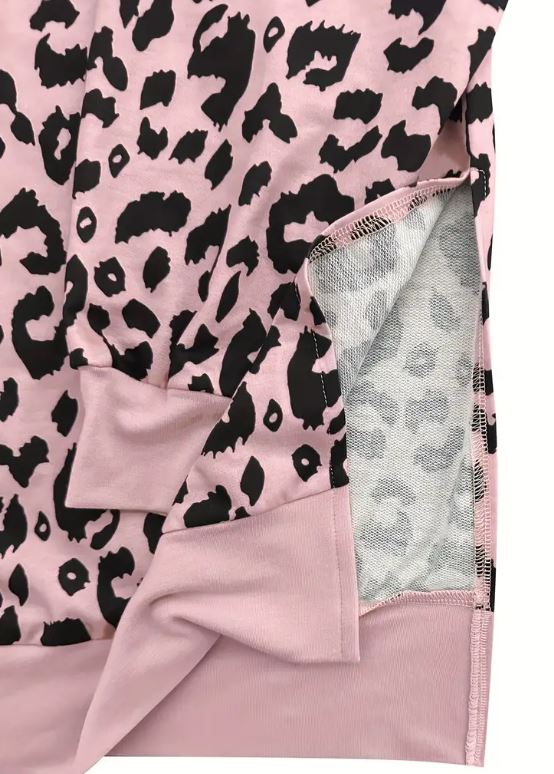 Leopard Split hem Pullover - Cool