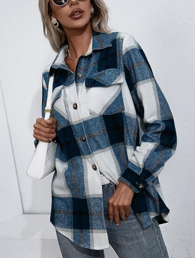 Plaid Navy Shacket - Cool