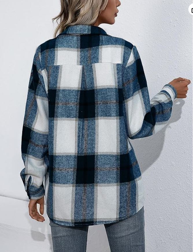 Plaid Navy Shacket - Cool