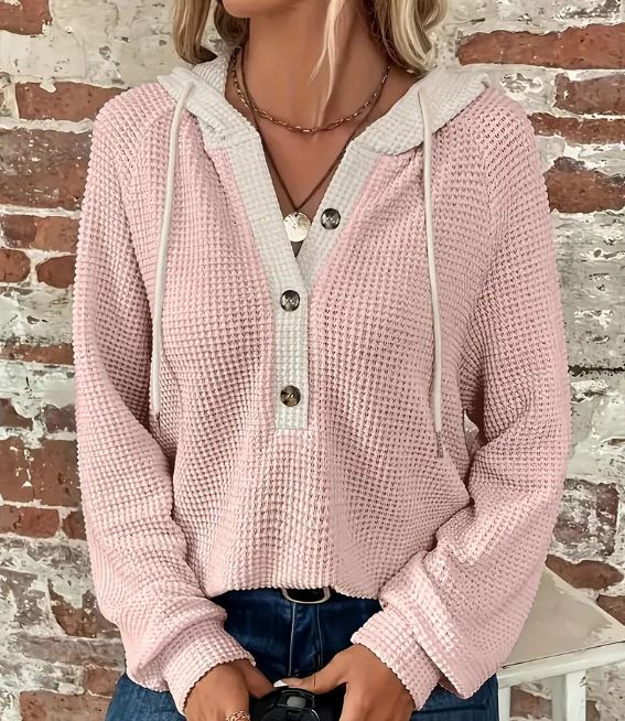 Button Front Hoodie Sweatshirt - Cool