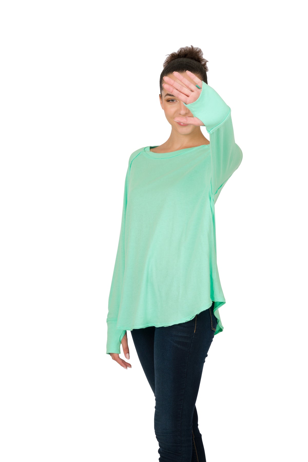 Zenana Raglan LS w/ Thumbhole - Cool
