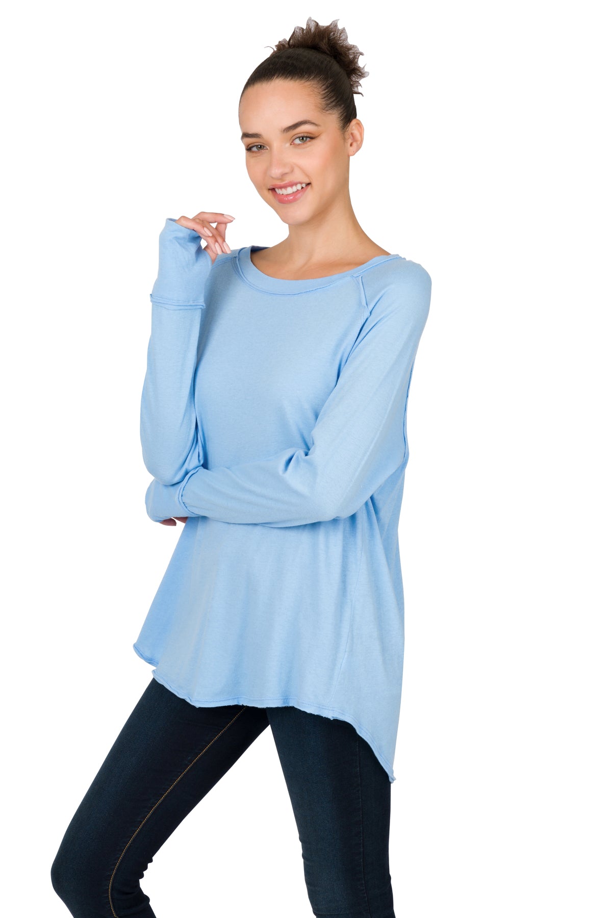 Zenana Raglan LS w/ Thumbhole - Cool