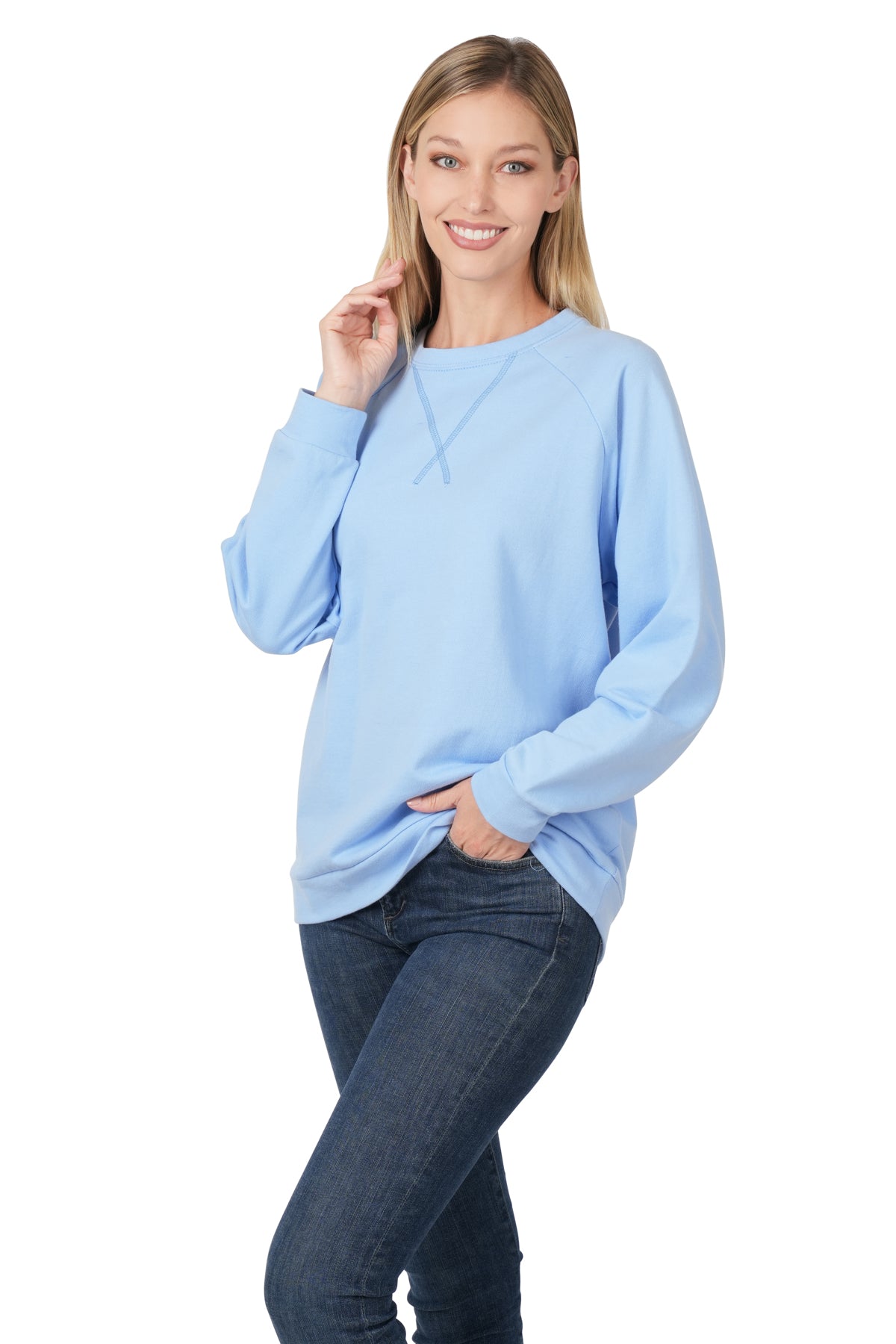 Zenana French Terry Raglan LS Pullover - Cool