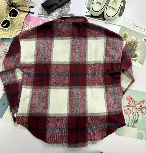 Plaid Shacket Large Buttons - Cool