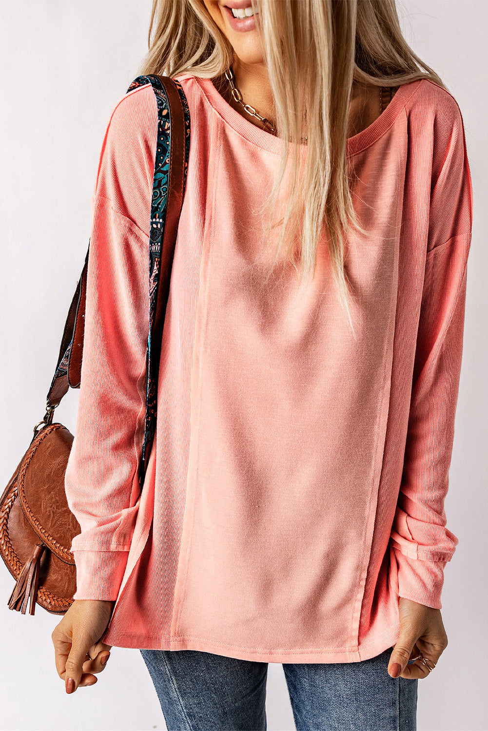 Patchwork Long Sleeve Top - Cool