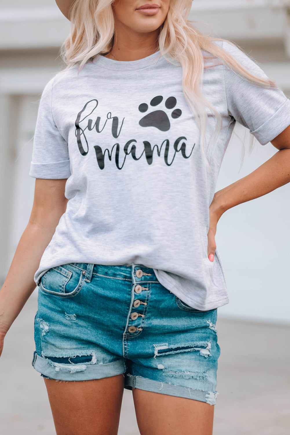 Fur Mama Crew Neck Rolled Sleeve - Warm