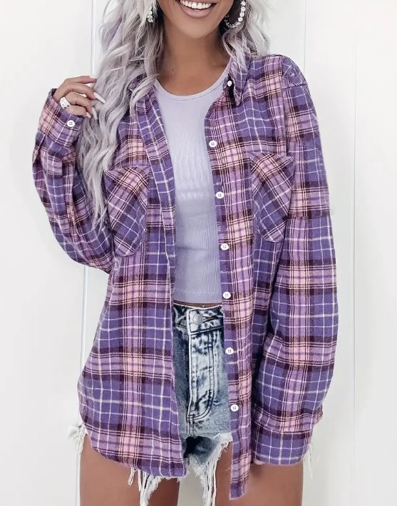 Whimsical Plaid Flannel Shirt - Cool