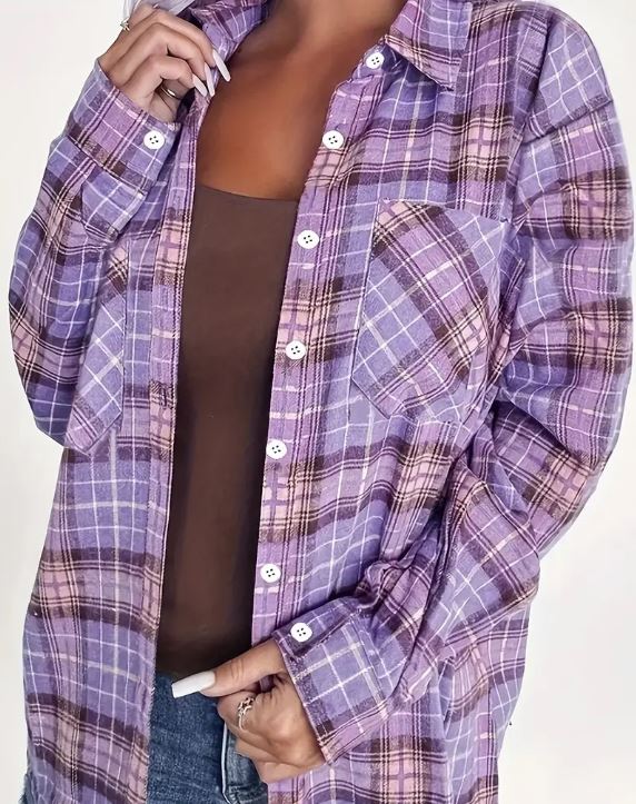 Whimsical Plaid Flannel Shirt - Cool