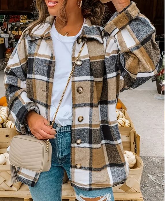 Plaid Flannel Shacket Jacket - Cool