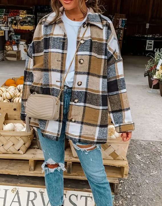 Plaid Flannel Shacket Jacket - Cool