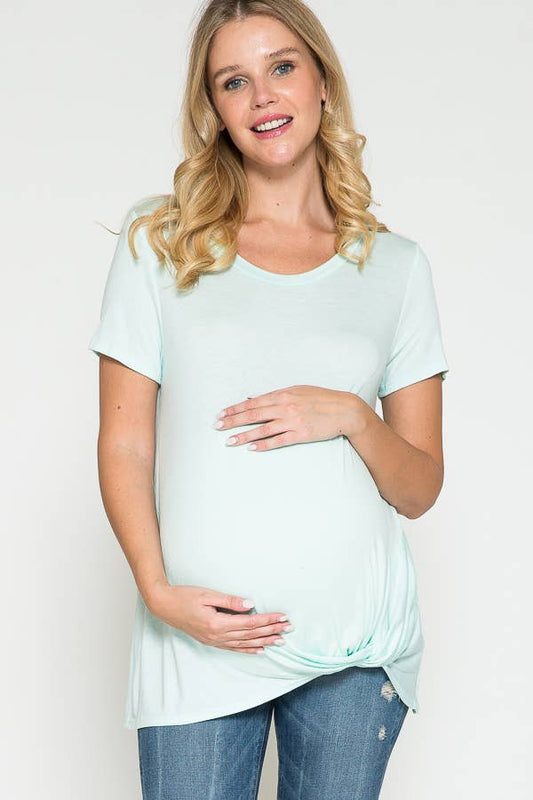 SHORT SLEEVES TWIST FRONT TOP - MATERNITY