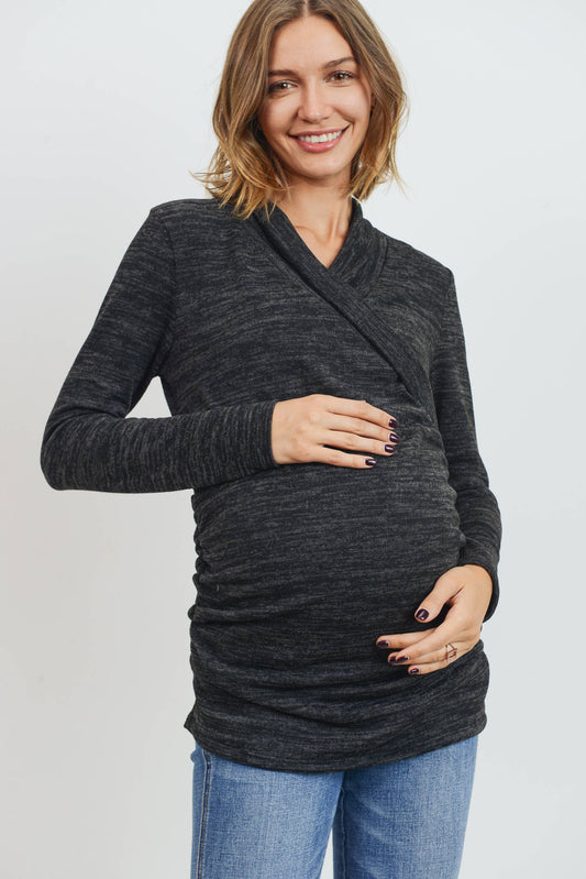 Surplice Sweater Knit Maternity Tunic