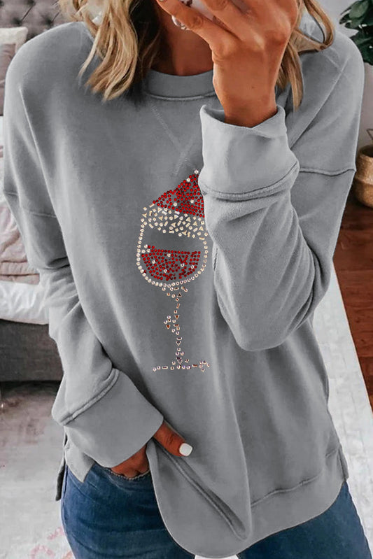 Wine and Santa Sweatshirt - Curvy