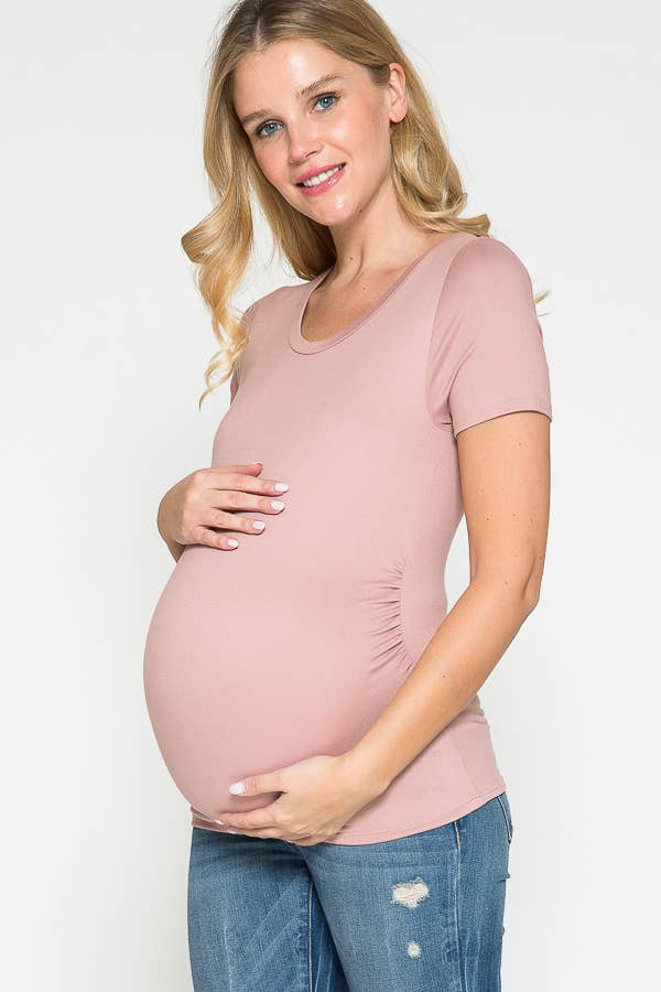 Dusty Pink Short Sleeve Tee - Maternity