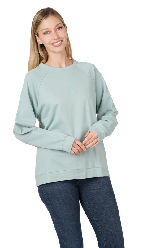 Zenana French Terry Raglan LS Pullover - Cool