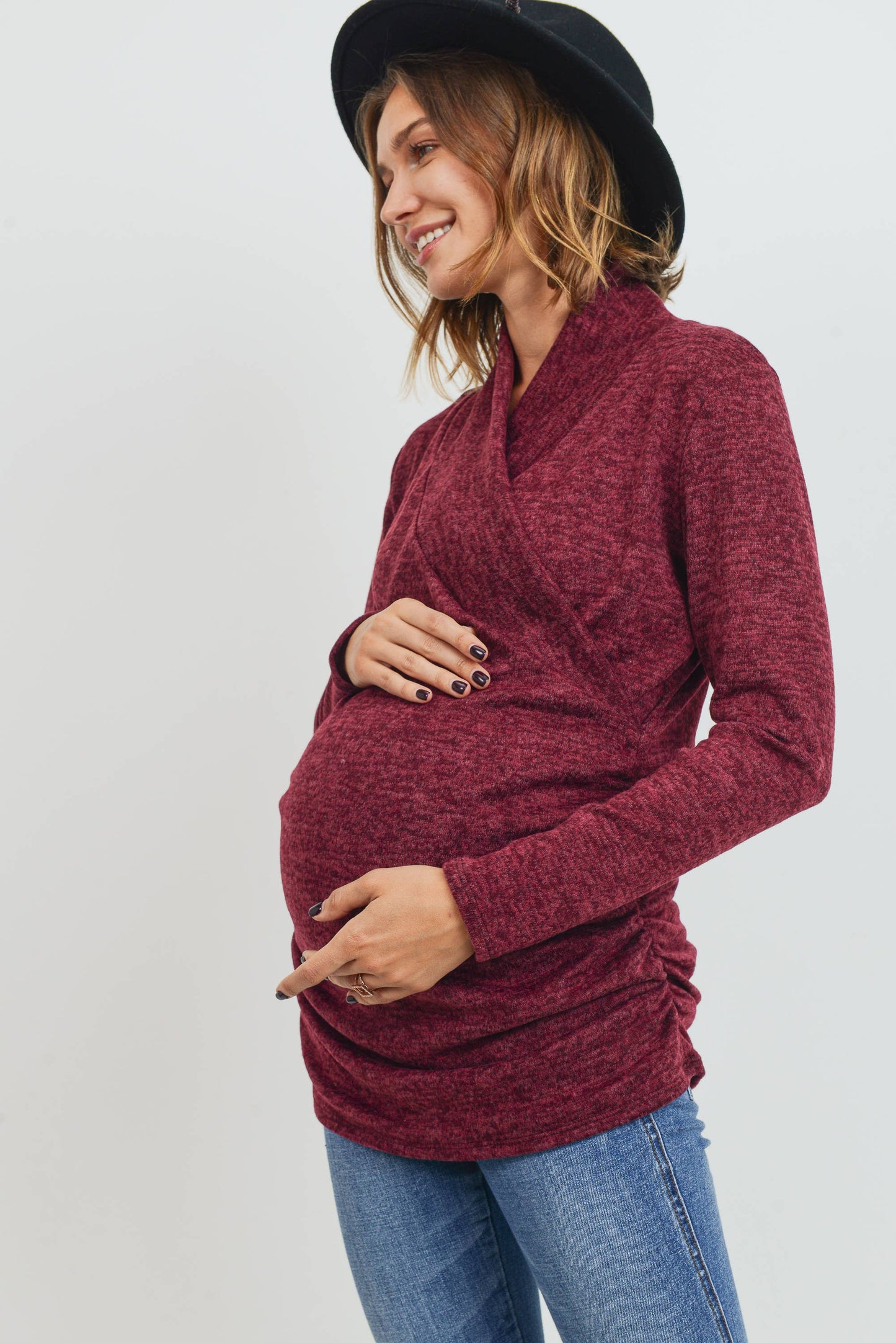 Surplice Sweater Knit Maternity Tunic