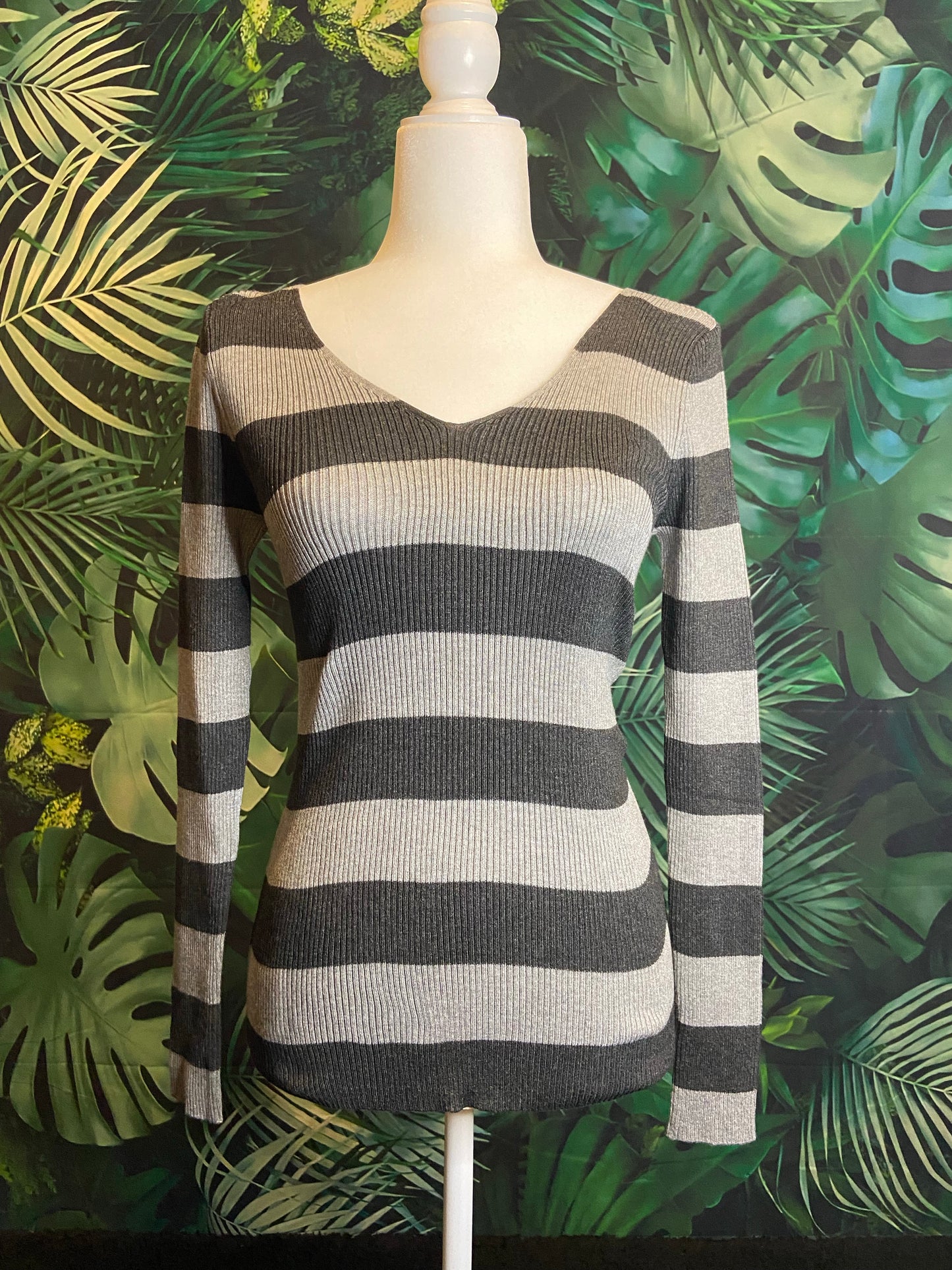 Black & Grey Ribbed Long Sleeve- Cool